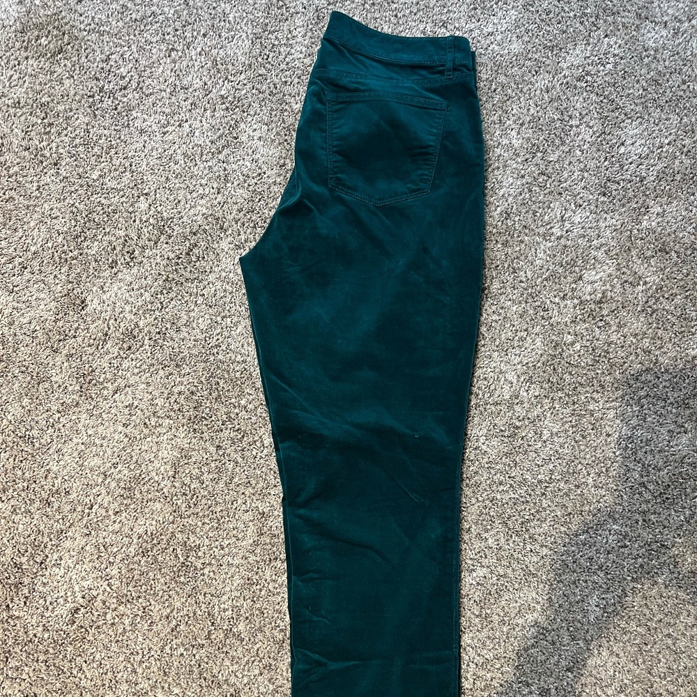 Talbots Hunter Green Cotton Velveteen Flawless Five Pocket Straight Leg Pants